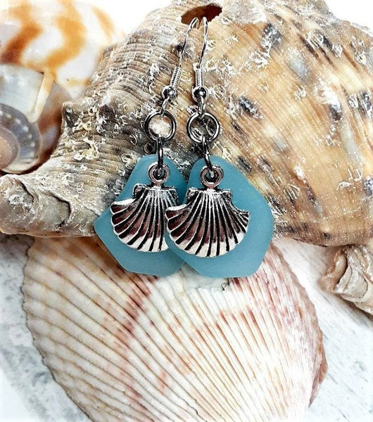 Sea Glass Earrings | Beach Lover Jewelry | Shell Earrings