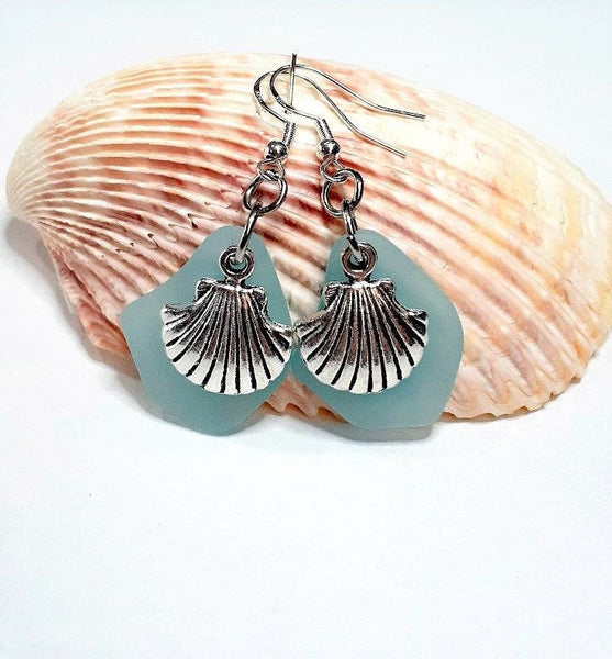 Sea Glass Earrings | Beach Lover Jewelry | Shell Earrings
