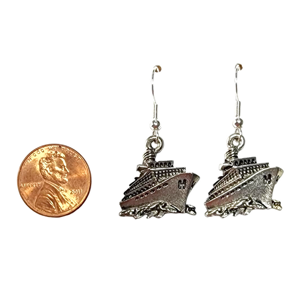 Silver Cruise Ship Earrings