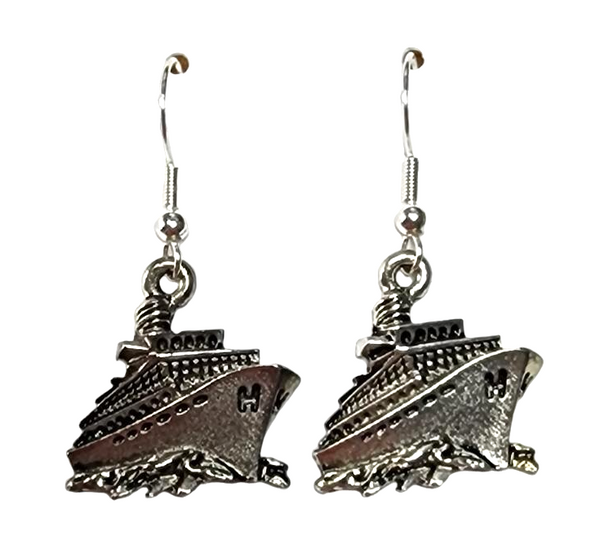 Silver Cruise Ship Earrings