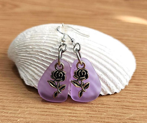 Sea Glass Rose Earrings