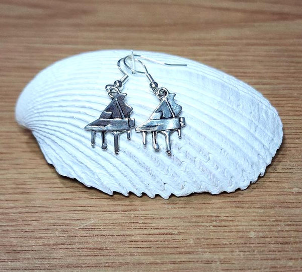 Silver Grand Piano Earrings