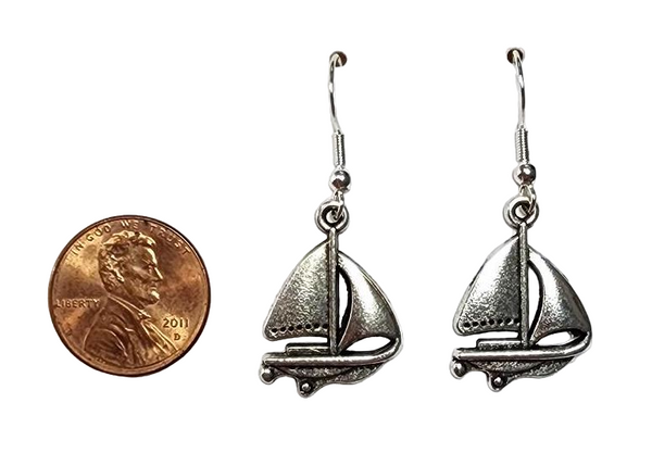 Silver Sailboat Earrings