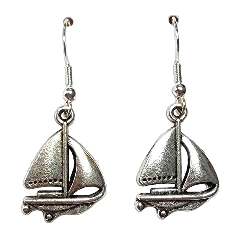 Silver Sailboat Earrings