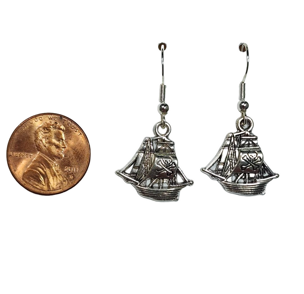 Silver Spanish Galleon Earrings