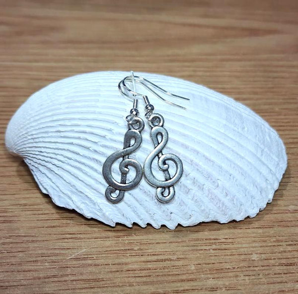 Silver Treble Clef Earrings