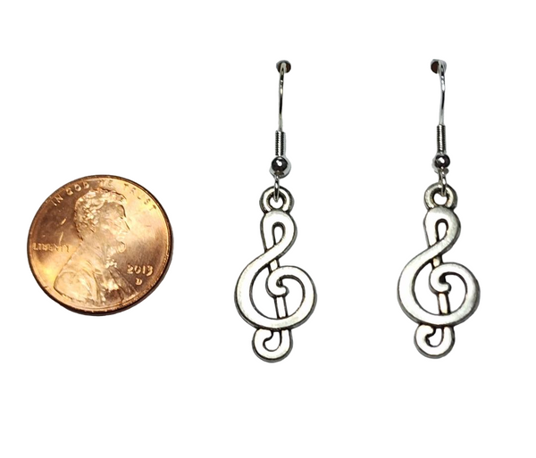 Silver Treble Clef Earrings