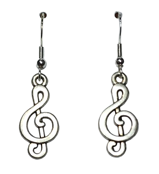 Silver Treble Clef Earrings