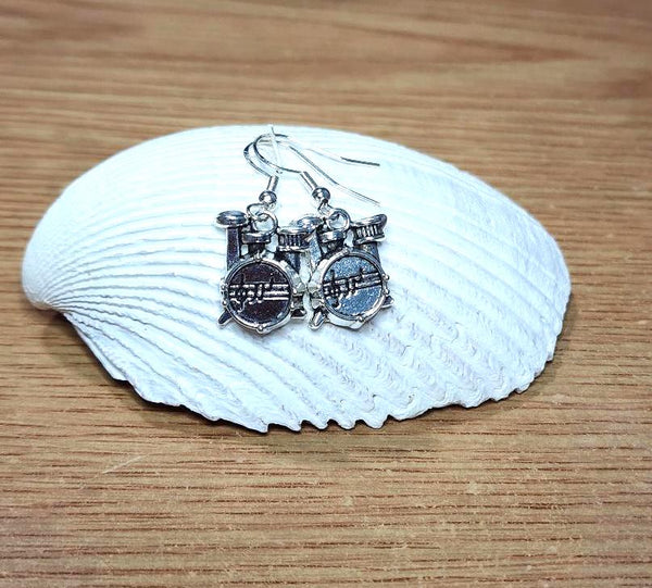 Silver Drum Set Earrings
