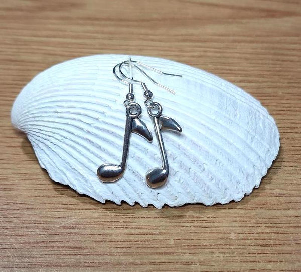 Silver Music Note Earrings