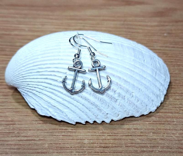 Delicate Silver Anchor Earrings