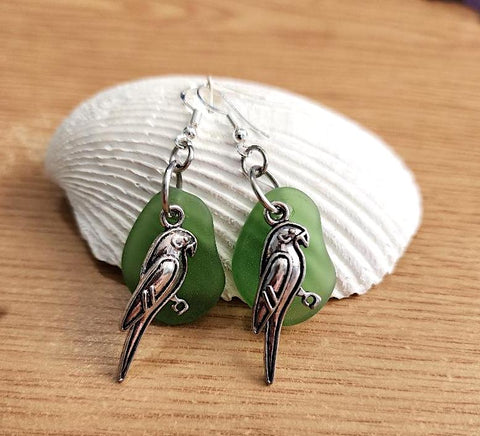Sea Glass Parrot Earrings