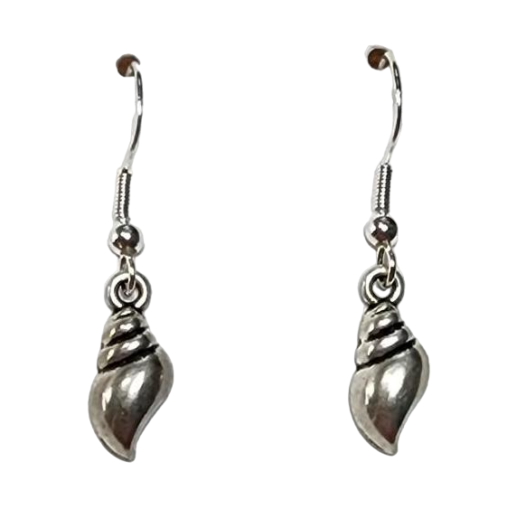 Silver Trumpet Shell Earrings