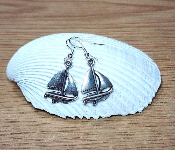 Silver Sailboat Earrings