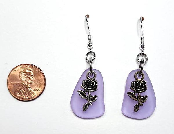 Sea Glass Rose Earrings