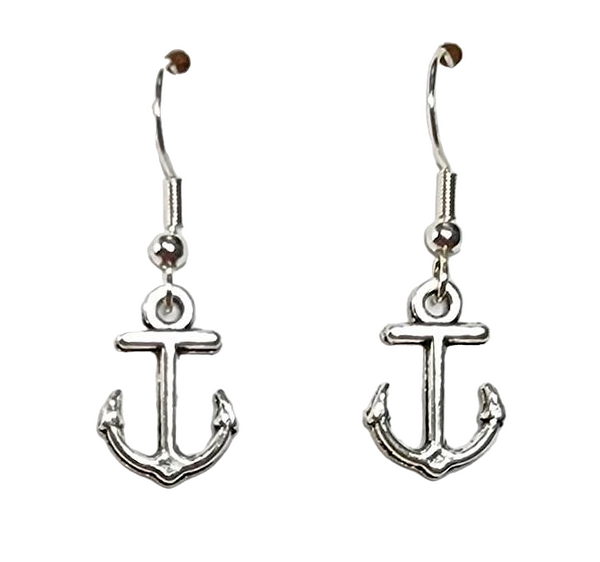 Delicate Silver Anchor Earrings