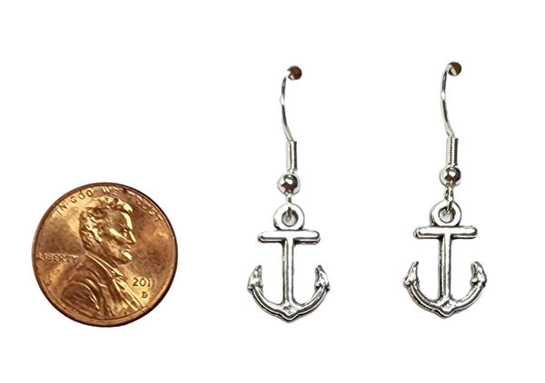 Delicate Silver Anchor Earrings