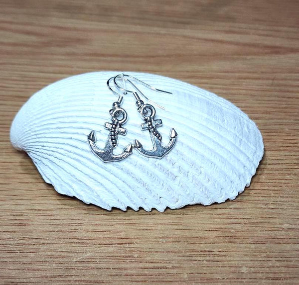 Silver Anchor Earrings
