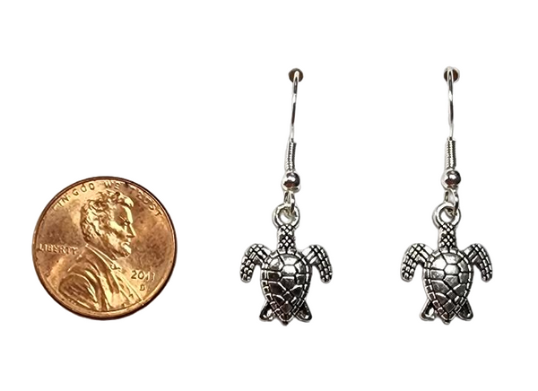 Silver Baby Sea Turtle Earrings