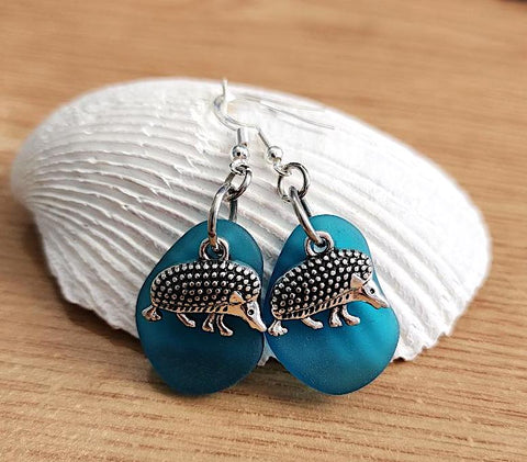 Sea Glass Hedgehog Earrings