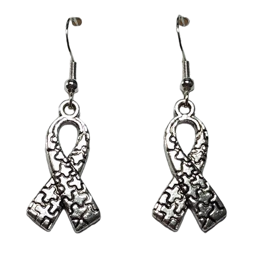 Autism Puzzle Ribbon Earrings