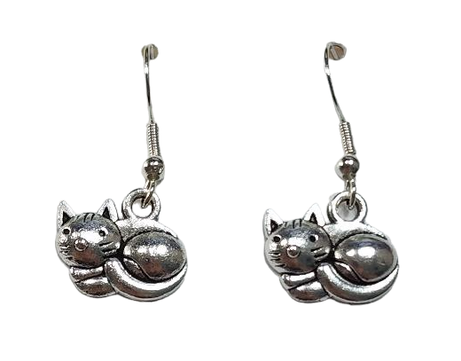 Curled Up Cat Earrings