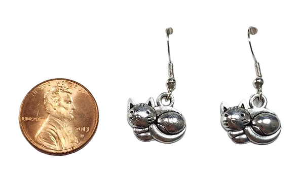 Curled Up Cat Earrings