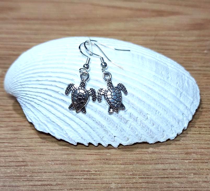Silver Baby Sea Turtle Earrings