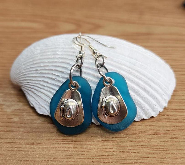 Sea Glass Cowboy Hat Earrings